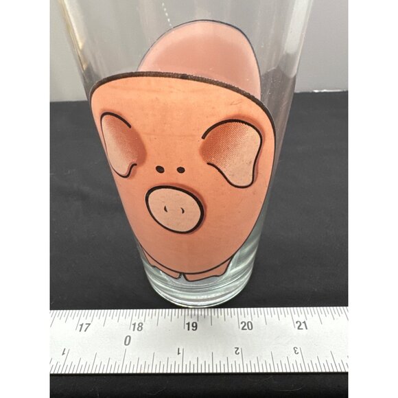 Set Of 2 Vintage Glasses With Cartoon Big Easy Pig & Cat Design By Anchor Hockin - Picture 6 of 7